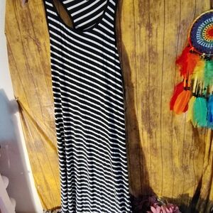Black and White Striped Maxi Dress